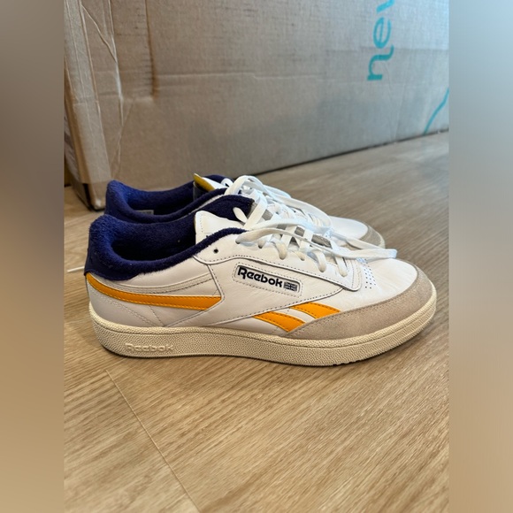 Reebok White, Purple, and Gold Men’s Club C Revenge Sneakers - Picture 4 of 8